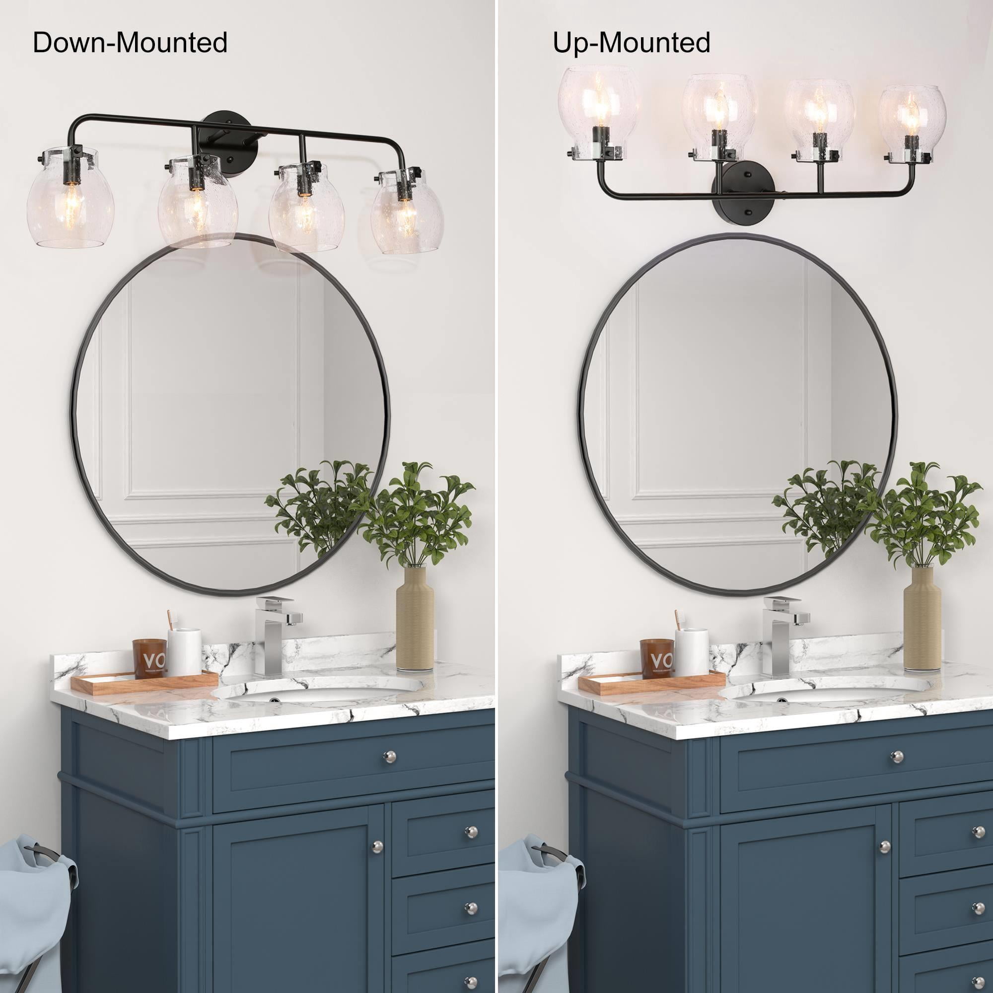 LNC 29-in 4-Light Matte Black LED Modern Vanity Light Bar for Dressing Room, Powder Room