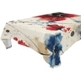 thumbnail image 2 of 60x60 Inch Tablecloth Polyester Square Tablecloth for Home Kitchen Dinner Decor Blue and Red Flowers, 2 of 9