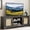 Gray-Style1, variant on Eyisean 65" W Rattan Media Console Table with Fireplace, Mid-Century TV Stand for TVs Up to 75 inch, Wooden Entertainment Center with Adjustable Shelves for Living Room