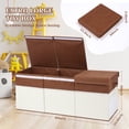 thumbnail image 3 of FIIOEOY Extra Large Collapsible Toy Storage Box with Lid, Divider & Mesh Pockets, 40”x14”x16”, White & Brown, 3 of 7