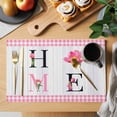 thumbnail image 2 of Farmhouse HOME Placemats Set of 8 Rustic Tulip Pink White Plaid Wooden Place Mats Indoor Wipeable Table Mats Washable Cloth Dining Table Placemats for Kitchen Holiday Party Home Decor 13x19 Inch, 2 of 9