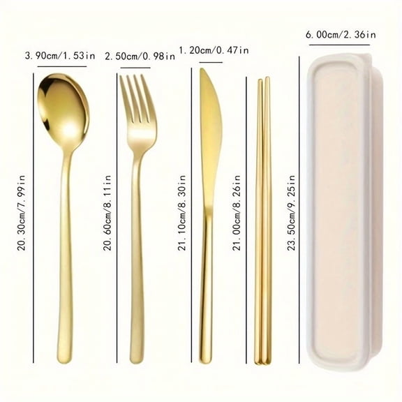 4-Piece Rose Gold Reusable Utensil Set with Travel Case, Eco-Friendly Portable Stainless Steel Flatware Kit, Sleek Rose Gold Cutlery Set for Lunch, Picnic, Office, Travel & On-the-Go Use