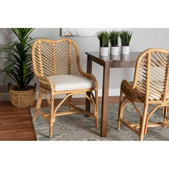 Baxton Studio Arween Modern Bohemian Natural Brown Rattan Dining Chair