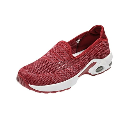 

Tangnade Ladies daily all-match casual shoes Women s Solid Color Breathable Hollow Cushion Casual Single Shoes Sports Shoes Red 38
