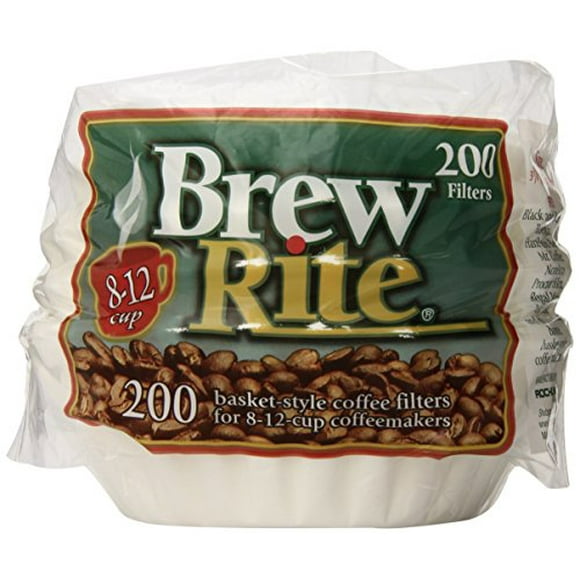 Brew Rite Filtres à Café à Panier 8-12 Tasses, Papier Blanc, Sacs de 200 Comptes (Pack de 12)