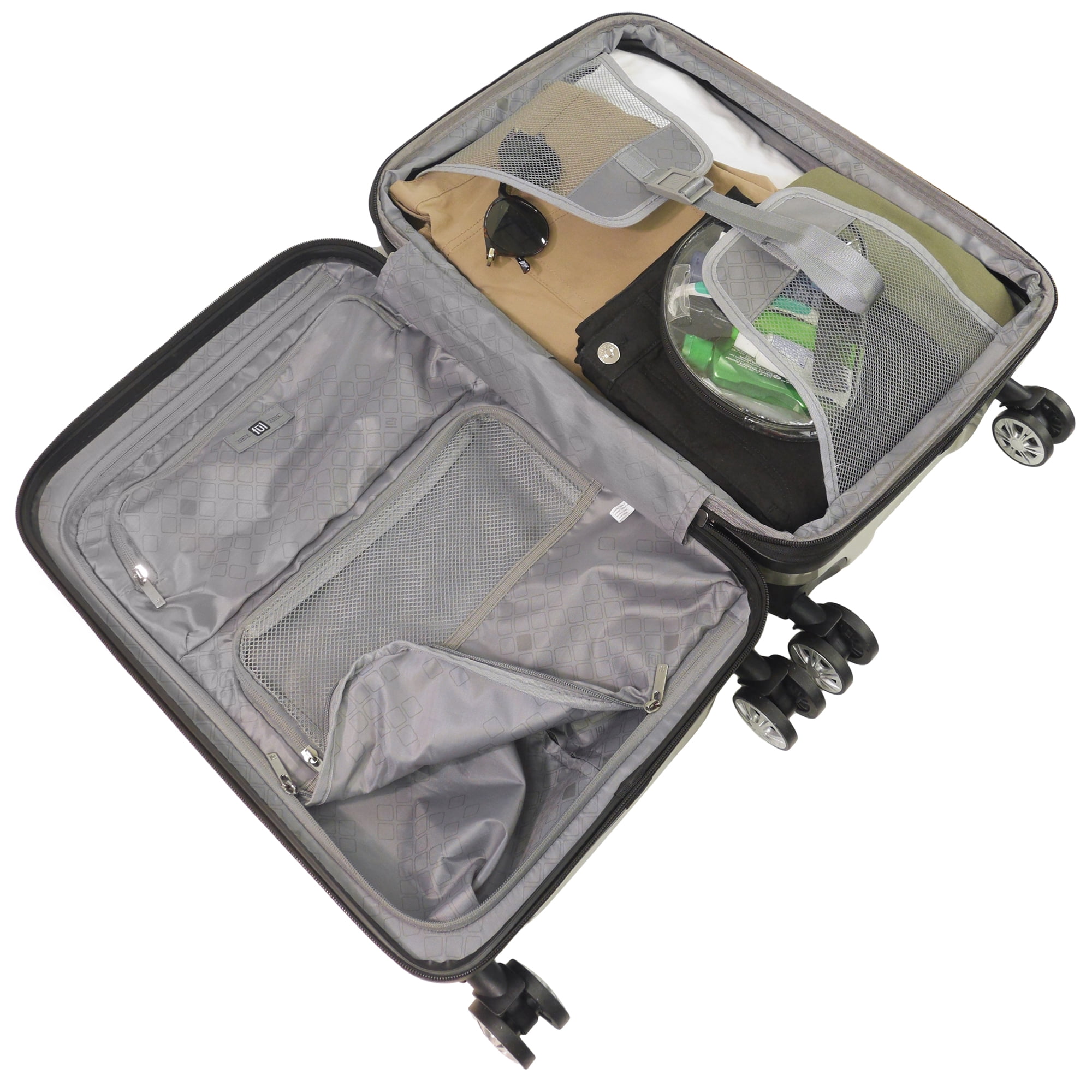 Velocity 27 Inch Rolling Luggage, Hardshell Suitcase with Spinner Wheels, Siliver
