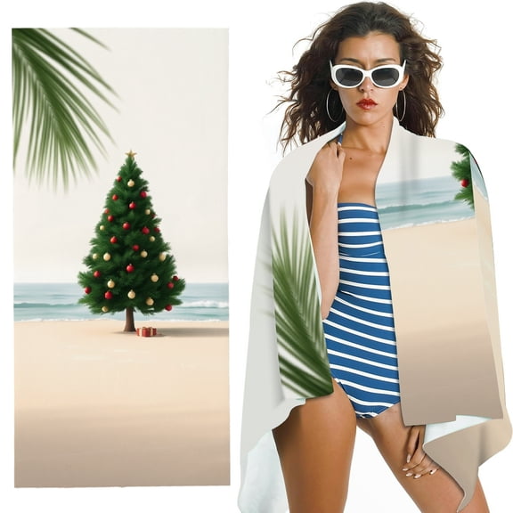RKSupls Beach Christmas Tree Palm Microfiber Beach Towel, Extra Large Quick Dry Lightweight Absorbent Towel for Travel Swimming Camping, Soft Super Absorbent- 30x60 in