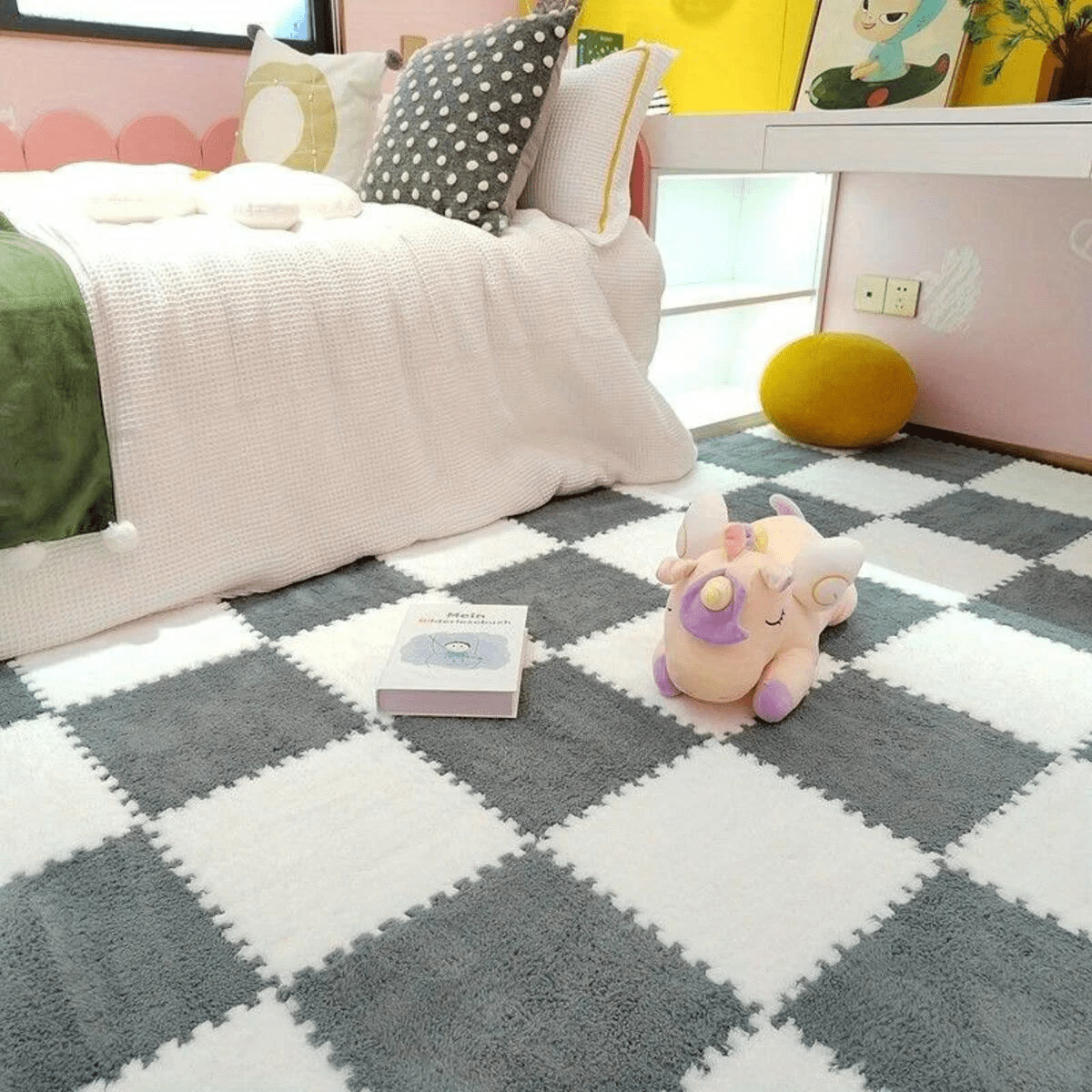 20Piece Carpet Squares Puzzle Mat 11.8" x 11.8" Plush Interlocking Carpet Tiles, Foam Floor Tiles for Baby Play Mat - Kids Soft Play Mats Anti Slip Jigsaw Flooring Playmat Playroom Rug