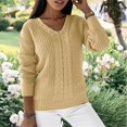 thumbnail image 2 of TRUBKH Women's Sweaters Long Sleeve Shirts V Neck Tops Business Casual Sweater Solid Tops Relaxed Fit Wool Blend Sweater Fall Casual Sweater Going Out Tops Fall Tops for Women Yellow 3XL, 2 of 5