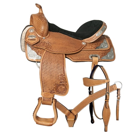 84HS 17 In Hilason Western Horse Treeless American Leather Trail Barrel Saddle Tack