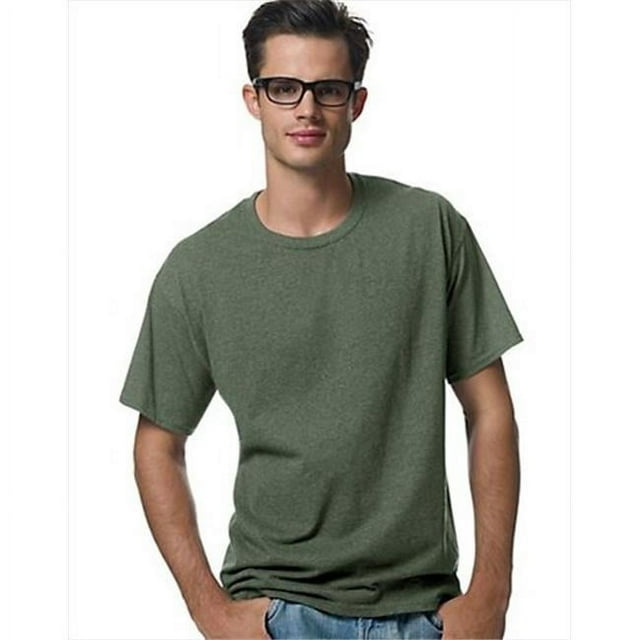 Hanes 5170 Comfortblend Ecosmart T-Shirt à Col Rond pour Hommes Taille 2X, Vert Chiné.