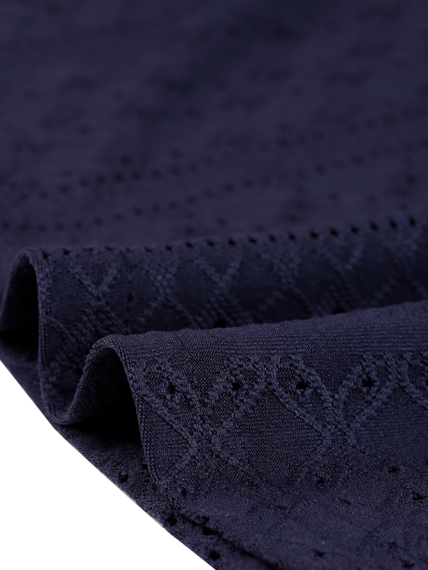 DARING DIVA Women's Square Collar Puff Long Sleeve Eyelet Business Shirts XS Navy Blue