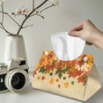 thumbnail image 2 of COEQINE Tissue Box Cover Case PU Leather Rectangle Facial Paper Dispenser Napkin Tissue Organizer for Bedroom Dresser, Dinner Table, Office Tabletop Fall Home Decor, Maple Leaf Yellow Green, 2 of 7