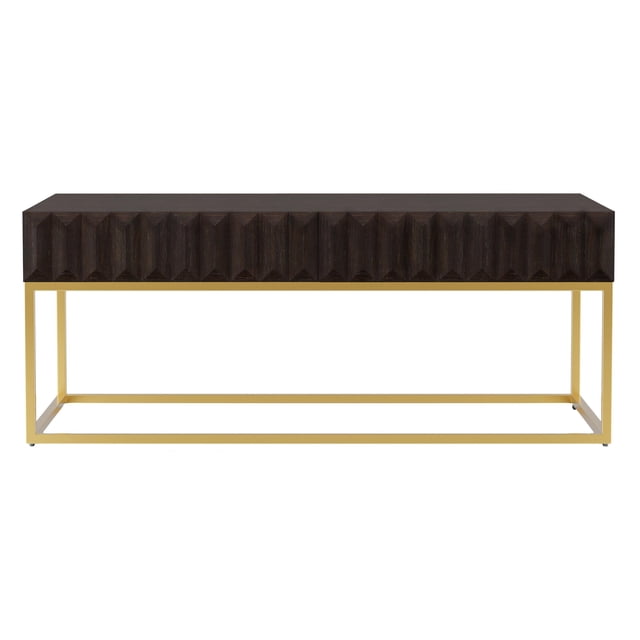 Furniture of America Giffore Metal 2-Drawer Coffee Table in Walnut