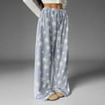 thumbnail image 6 of Soft Fuzzy Pajama Bottoms for Women, High-Waisted Wide Leg Lounge Pants with Drawstring, 6 of 8