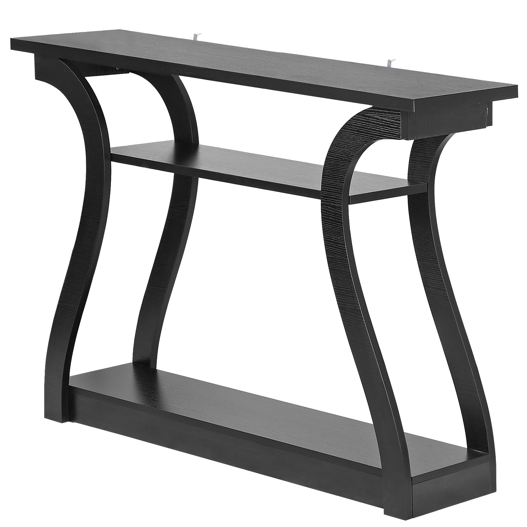 ZENSTYLE Home Entryway Console Table 3-Tier Freestanding Simple Luxury Style Curved Hallway Table Black