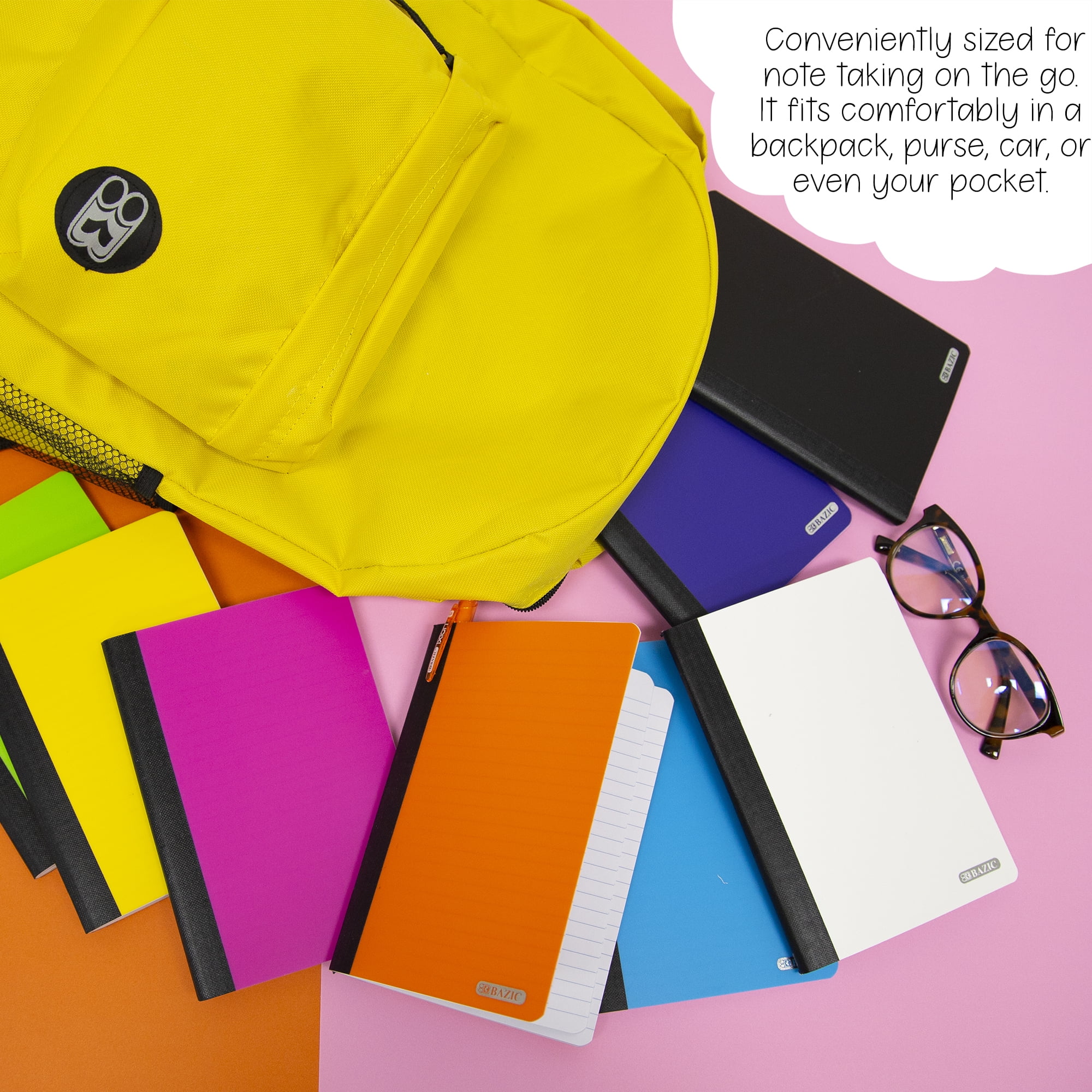 BAZIC Poly Cover Composition Book 80 Sheet 5" x 7", Assorted Color, 8-Pack
