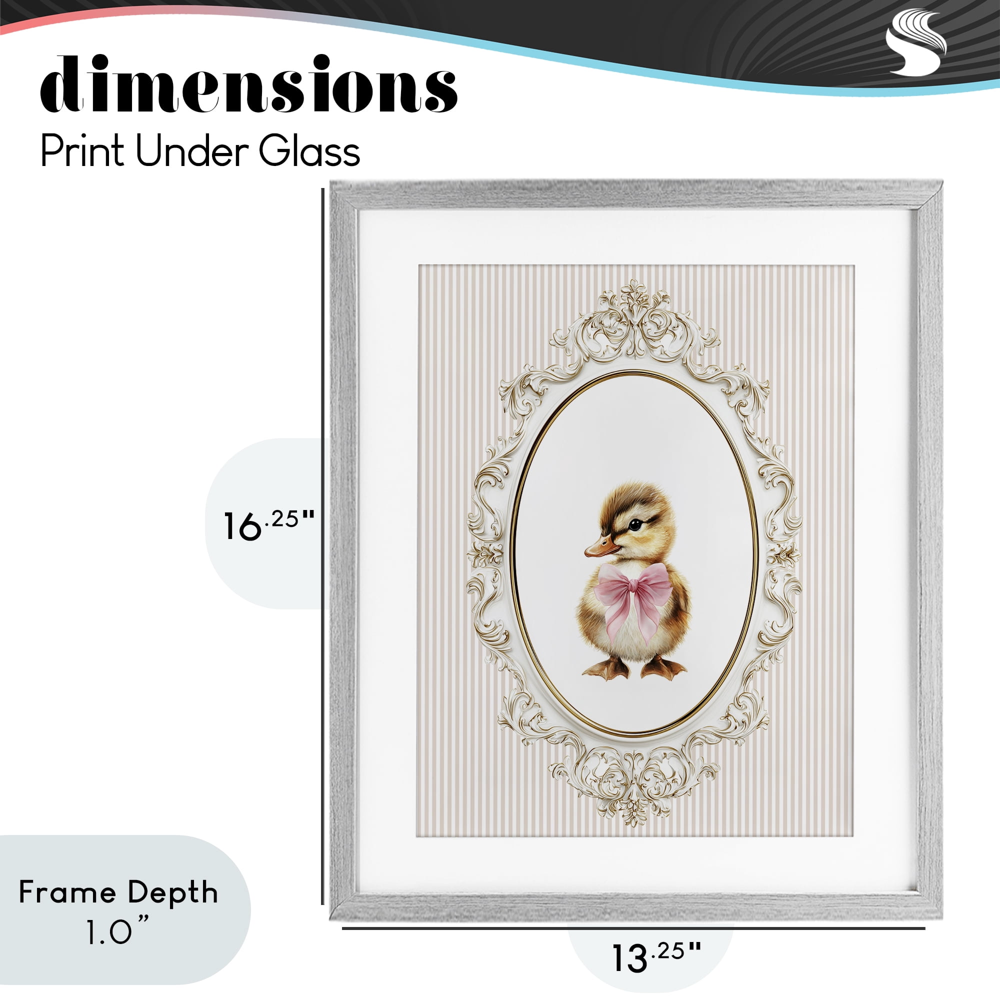 Stupell Industries Spring Gingham Baby Duck Gray Framed Print Under Glass, design by Christine Simpson Art