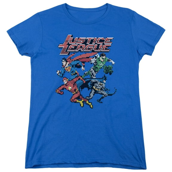 JLA Justice League Pixel League S/S Women's T-Shirt Royal Blue