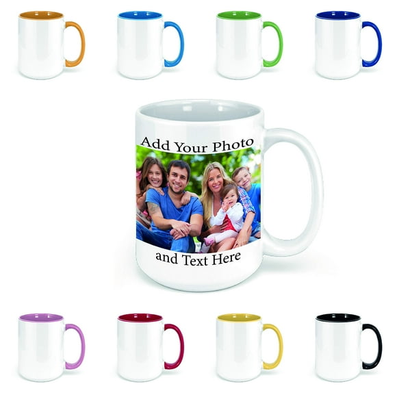 custom coffee Mugs - Personalized coffee Mugs with Photo Text, customized ceramic coffee Mug - customizable Mug, Funny Mug, Personalized gifts, custom Mug with Photo - Add Your Photo - 15oz White