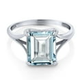 thumbnail image 3 of Gem Stone King 4.10 Ct Octagon Sky Blue Simulated Aquamarine 14K White Gold Ring, 3 of 6
