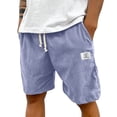 thumbnail image 2 of Nestiefly Mens Corduroy Shorts Casual Elastic Waist Drawstring Lightweight Summer Beach Shorts with Pockets Purple 2XL, 2 of 4