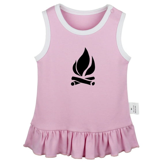 Nature Bonfire Pattern Dresses For Baby, Newborn Babies Skirts, Infant Princess Dress, 0-24M Kids Graphic Clothes (Pink Sleeveless Dresses, 12-18 Months)
