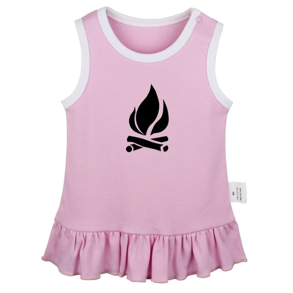 Nature Bonfire Pattern Dresses For Baby, Newborn Babies Skirts, Infant Princess Dress, 0-24M Kids Graphic Clothes (Pink Sleeveless Dresses, 6-12 Months)