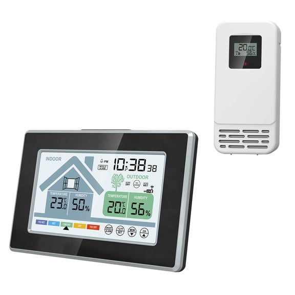 Wireless Thermometers Hygrometer Weather Stations Indoor Desktop Wall Mount Digital Temperature Humidity Gauge with Clock