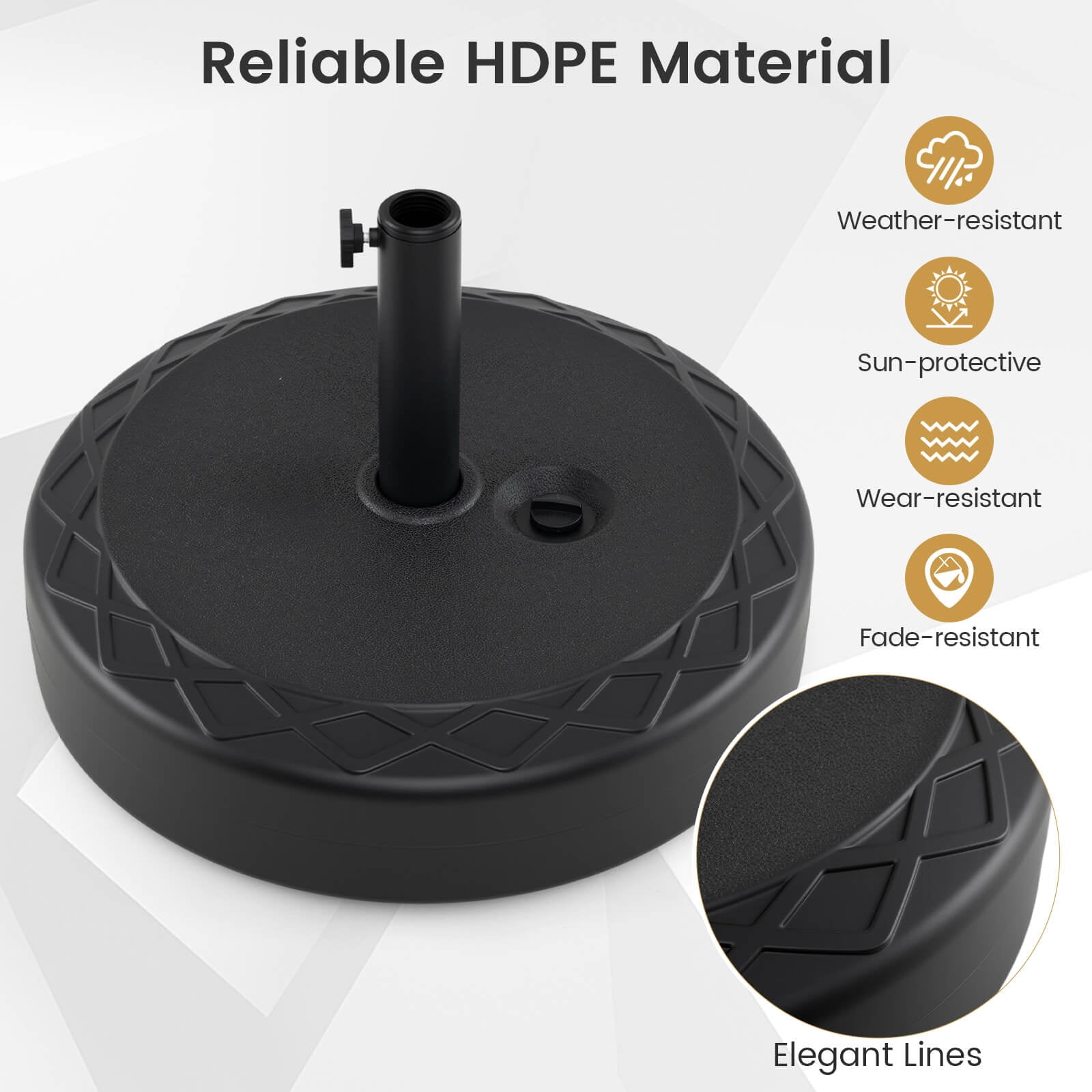 Costway Fillable Umbrella Base 90 LBS Heavy Duty,Sand Filled Round Market Umbrella Stand