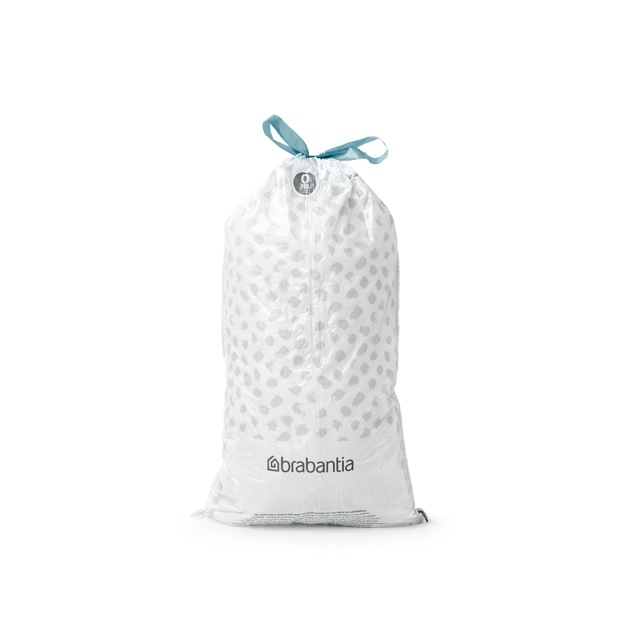 Brabantia PerfectFit Trash Bags with Drawstring Handles, Code O, 8 Gallon (30L), 120 Count