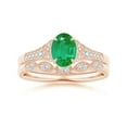 thumbnail image 5 of Angara Natural 0.66 Ct. Emerald with Diamond Vintage Inspired Ring in 14K Rose Gold for Women (Ring Size: 3), 5 of 11