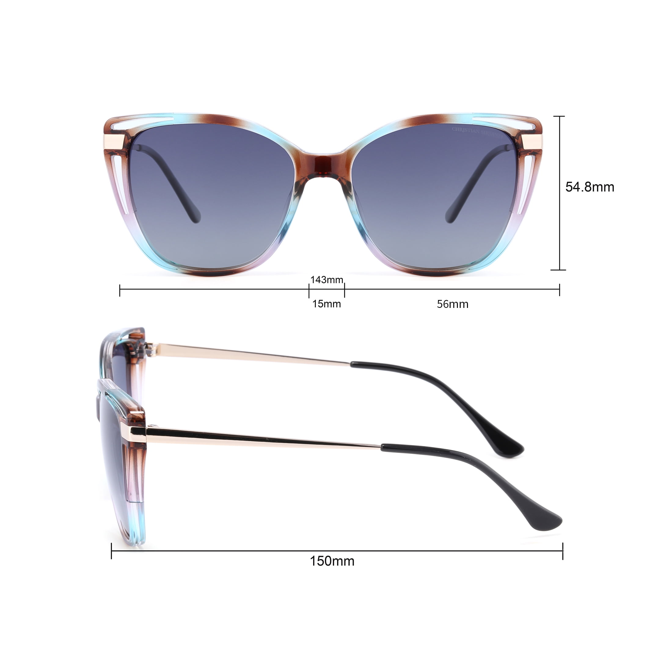 Christian Siriano Rx'able Womens Sunglasses, Liu, Multi Tortoise, 54.0-15.0-144
