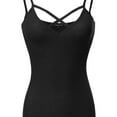 thumbnail image 3 of FashionOutfit Women's Caged Front Spaghetti Strap Soft Stretchy Ribbed Knit Tank Top, 3 of 3