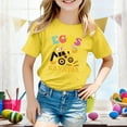 thumbnail image 2 of MUXiin Girls Easter Shirt Size 6 Rabbit Tops Egg Short Sleeve T Shirt Fashion Casual Happy Easter Blouse Tops Clothes for Girls Easter Gifts for Kids(Yellow,10-11 Years), 2 of 5