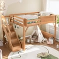 thumbnail image 4 of Harper & Bright Designs Full Size Loft Bed with Built-in Wardrobe and Shelves, Wood Loft Bed with Full-length Guardrails and Stairs, Antique Natural, 4 of 12