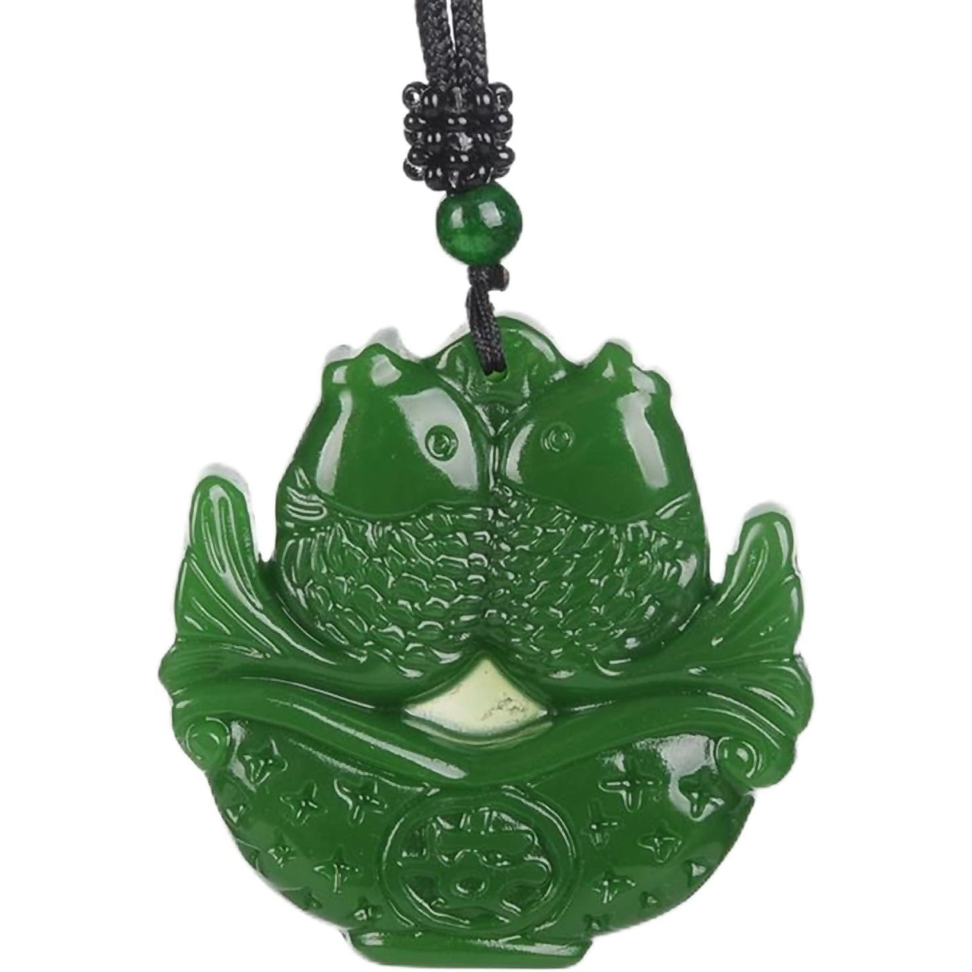 Zephyriana Chinese Natural Green Jade Pendant Necklace Hand-Carved Charm Jadeite Jewelry Fashion Amulet Gifts for Women Men