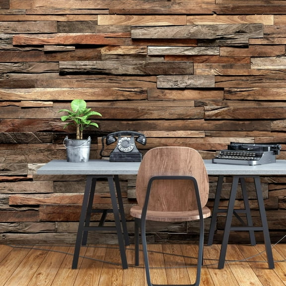 Tiptophomedecor Peel and Stick Wallpaper Wall Mural - Red Wood Barn Wall - Removable Wall Decals