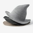 thumbnail image 7 of Halloween Foldable Pointed Hat Warm Wool Knitted Cap for Women Girls Wide Brim Hat Party Accessory, 7 of 7