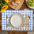 thumbnail image 4 of Easter Placemats Set of 6, Spring Watercolor Bunny Eggs Butterflies Blue Plaid Placemats for Dining Table, Place Mats for Kitchen Tabletop, Waterproof Wipeable Dining Table Mats Set, 4 of 9