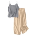 thumbnail image 4 of XXWXYD Cotton Linen Sets for Girls 2 Piece Outfits Spaghetti Strap Tank Tops Matching Wide Leg Pants Kids Summer Casual Linen Set, 4 of 5