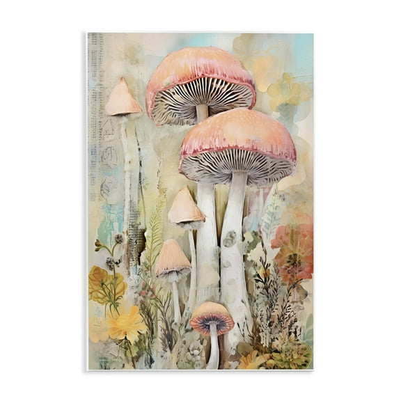 Stupell Industries Soft Collaged Mushrooms Plants & Flowers Painting Unframed Art Print Wall Art, 10 x 15
