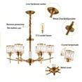 thumbnail image 3 of 6 Lights Crystal Chandeliers Lighting Fixture Living Room Chandeliers for Dining Room Loft Hanging Chain Nordic Bedroom Lighting Gold Chandelier, 3 of 22