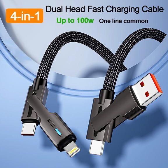 AICase 4ft PD 60W USB C Multi Fast Charging Cable Nylon Braided Cord 4-in-1 USB/USB C to Type C/Phone Fast Sync Charger Adapter Compatible with Laptop/Tablet