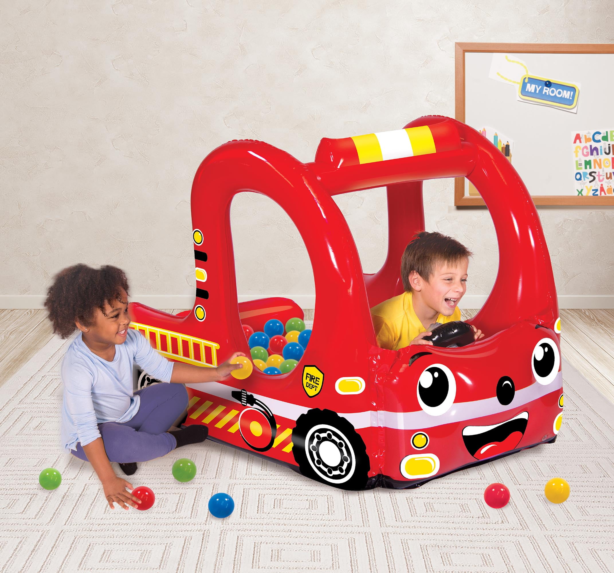 Inflatable Ball Pit Fisher Fire Truck 25 Multi Colored Outdoor Play Balls for sale online