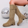 thumbnail image 2 of K-142 Khaki Ladies Fashion Casual Versatile Round Toe Block Heel Knee High Boots Fall Winter Style Comfortable Slouchy Footwear, 2 of 9