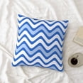 thumbnail image 4 of LNWH Decorative Pillow Covers, Blue Wavy Lines Square Sofa Decorative Knit Pillow Case, 22"x22", 4 of 8