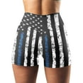 thumbnail image 4 of Rutainlusire Womens Shorts Fashion Womens High Waist American Flag Printed Cross Sport Yoga Short Pants, 4 of 6