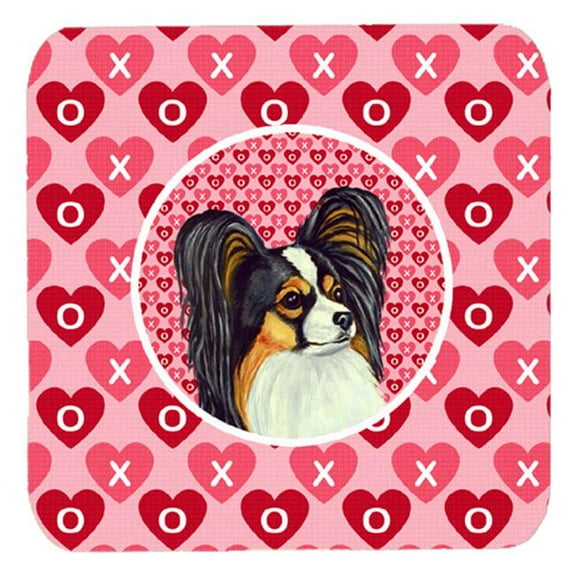 Carolines Treasures LH9165FC Papillon Valentines Love and Hearts Foam Coasters- Set - 4
