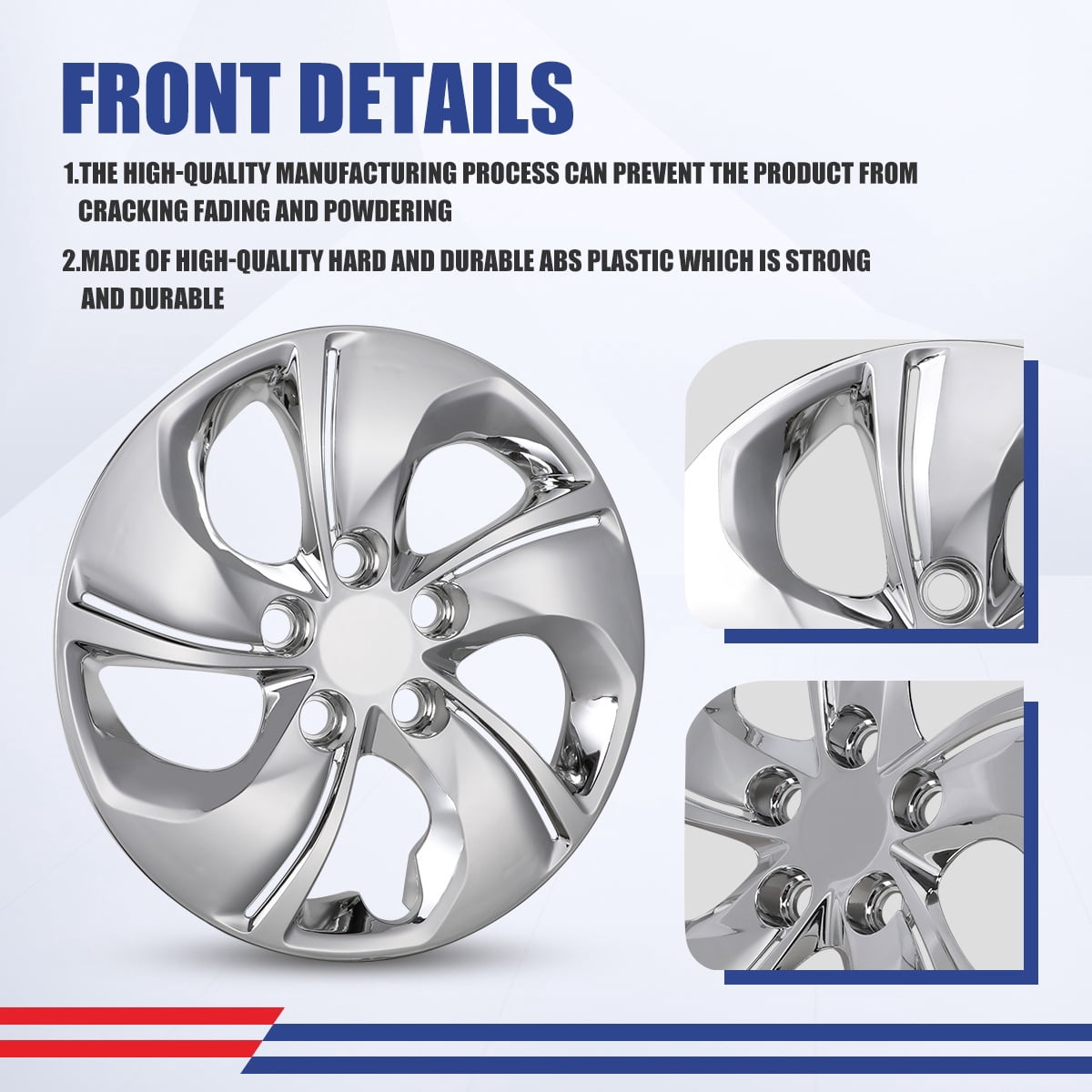 4Pcs/Set 15" Hubcaps Wheel Rims Cover for 2013-2015 Honda Civic Sedan,2013 Honda Civic Coupe,Compatible With Steel Wheels Bolt on Installation ABS+PC Material(Chrome)